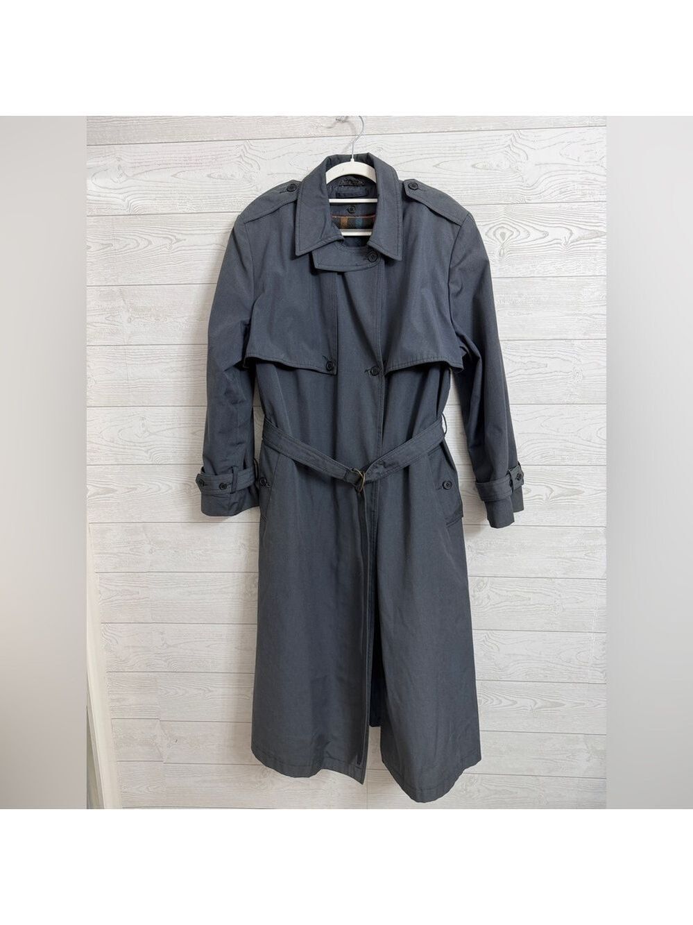 Jack Set Women’s Denim Blue Double Breasted insulated Trench Coat. Size XL